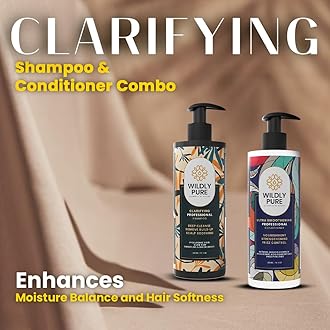 Wildly pure Clarifying shampoo & Conditioner combo for Oily scalp & Low porosity hair| Deep Cleansing, Frizz Reduction & Smoothening | Infused with Hyaluronic Acid, Ginger Lily & Natural Biolipid Complex | 72 Hours Hydration | Sulphate & Paraben-Free | 300ml x 2