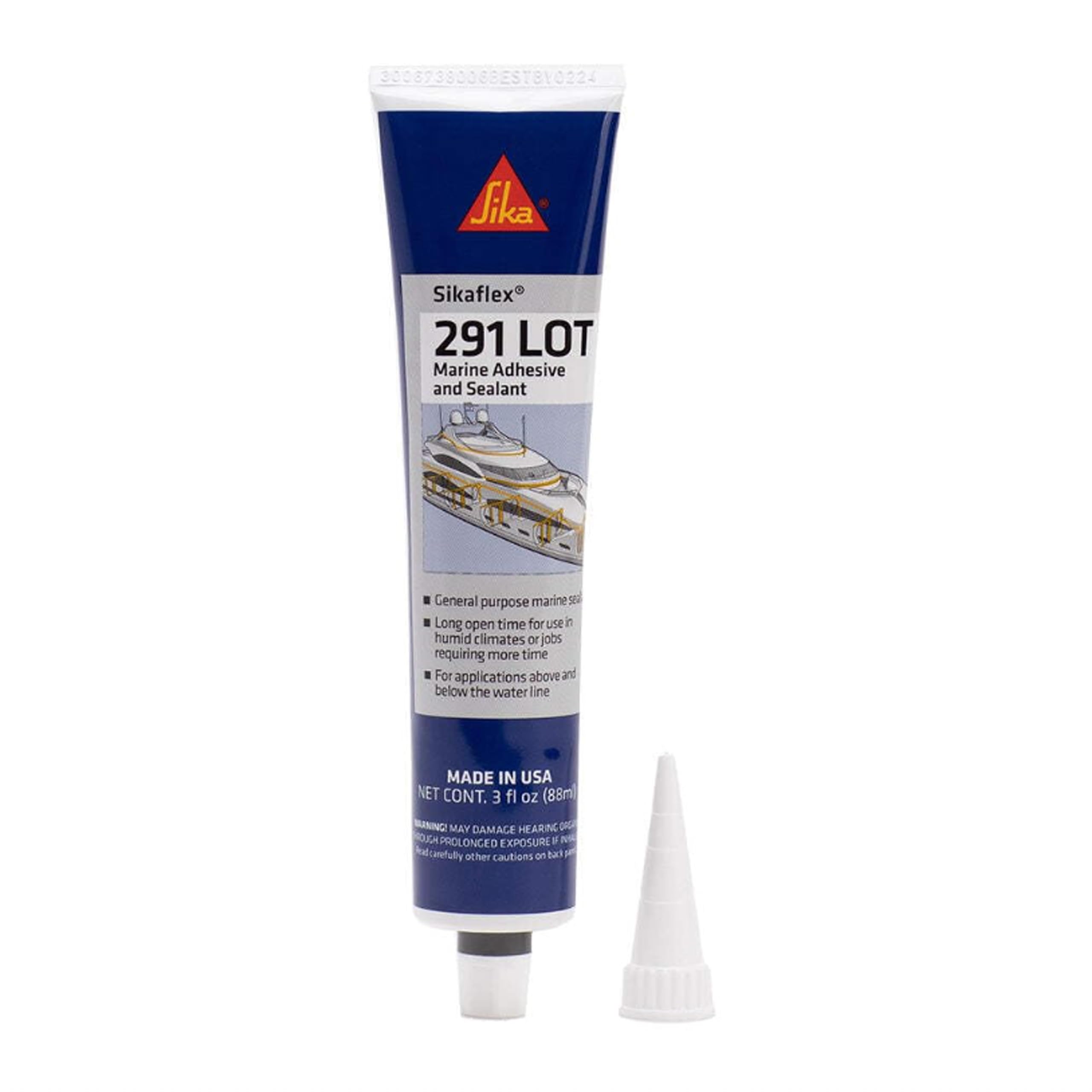 Sikaflex-291 LOT White, General All-Purpose Fast Cure Marine Adhesive and Sealant. Polyurethane Sealant for Boats, 3 fl. oz Tube