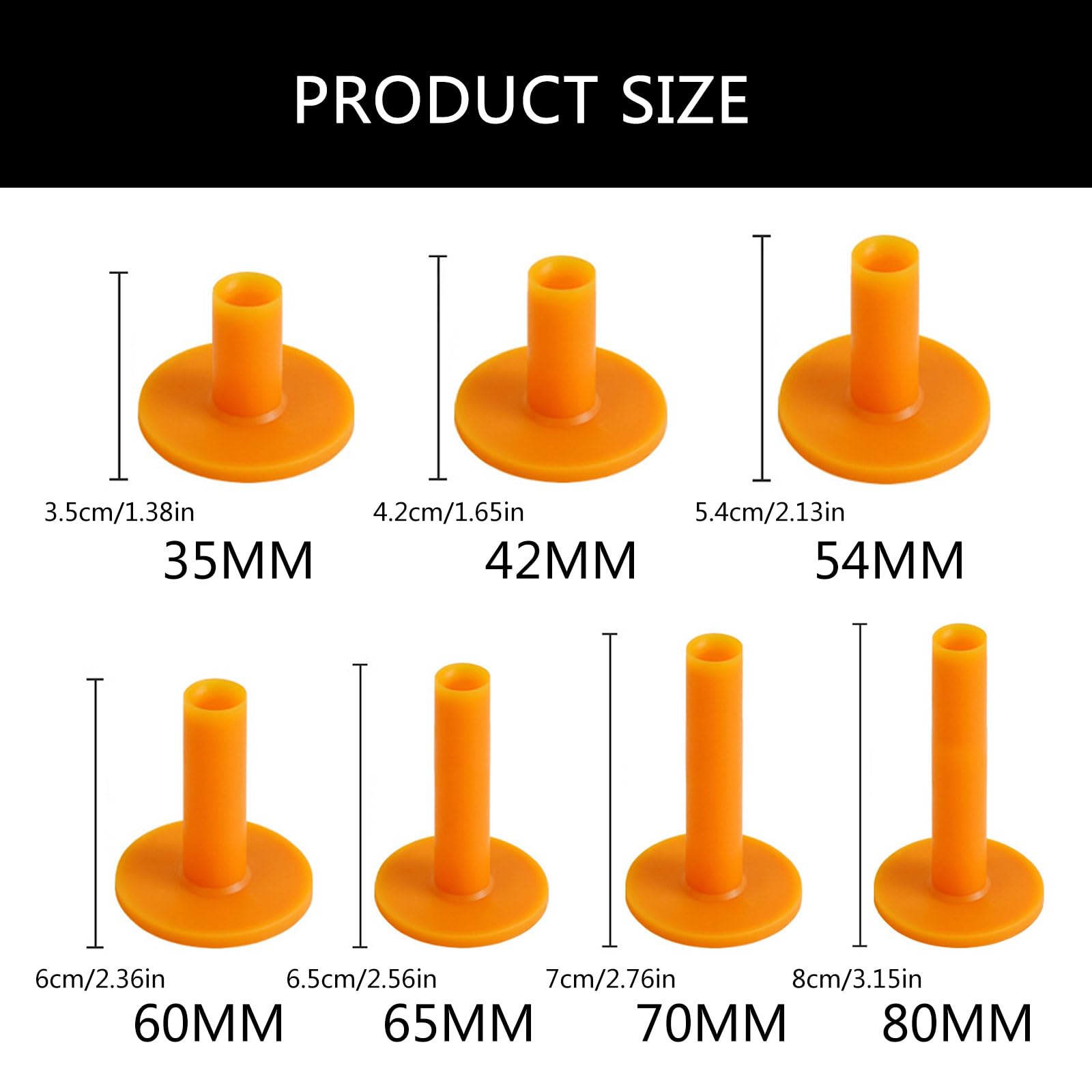 Support de tees de golf pour tapis d'entraînement 35 mm, 42 mm, 54 mm, 60 mm, 65 mm, 70 mm, 80 mm - Support de tees d'entraînement de golf en caoutchouc