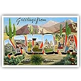 GREETINGS FROM ARIZONA vintage reprint postcard set of 20 identical postcards. Large letter US state name post card pack (ca. 1930's-1940's). Made in USA.