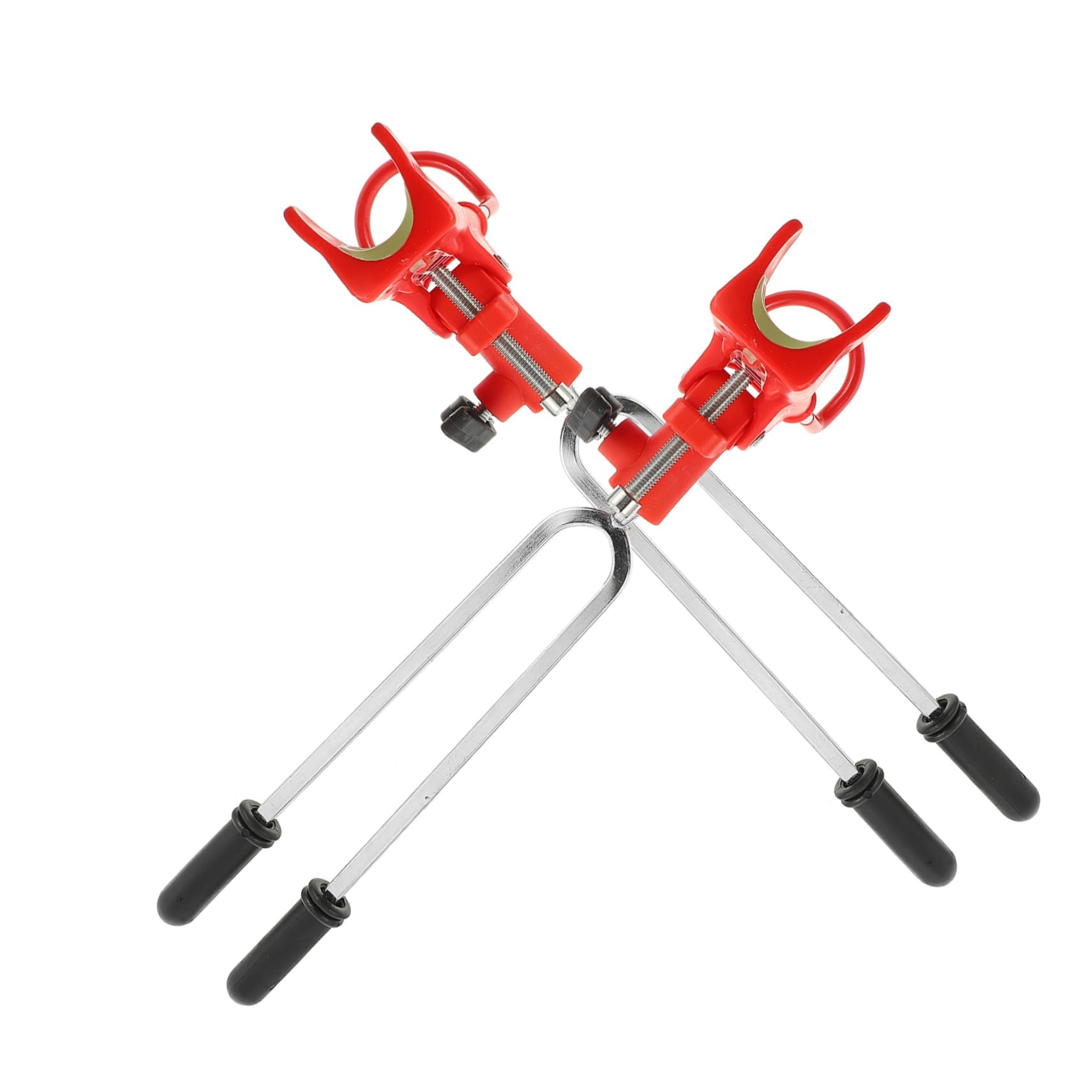 Support de Canne à Pêche de Sol 2 Pièces, Métal Nylon, Rouge