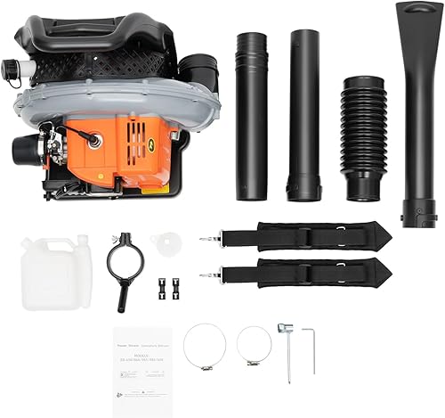 Miniatura 7 de Soplador de hojas de mochila, soplador de mochila de 2 ciclos de 65 CC 3.6 HP, alimentado a gas, 635 CFM, potente rendimiento de limpieza y sistema