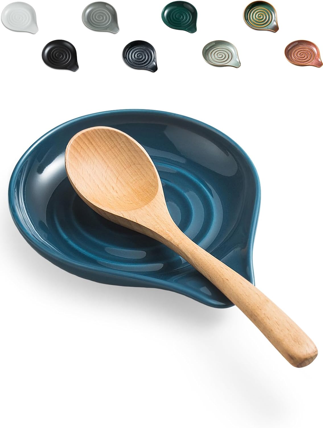 LAUCHUH Spoon Rest for Stove Top Cooking Spoon Holder for Kitchen Countertop Large Holder for Spatula, Spoons or Tongs, Farmhouse Decor, Thanksgiving, Blue (Blue) Thumbnail