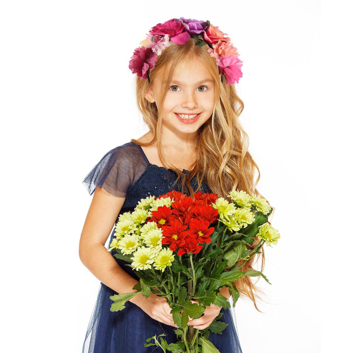 Beaupretty Serre-tête Jour des morts avec fleurs de rose - Couronne florale - Costume d'Halloween pour femme