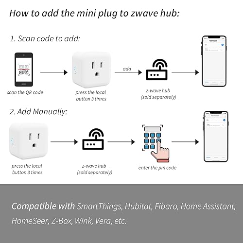 Miniatura 3 de Minoston Zwave - Toma de corriente Z-Wave serie 800, zwave mini enchufe inteligente, 15A, requiere concentrador Z-Wave, repetidor integrado y
