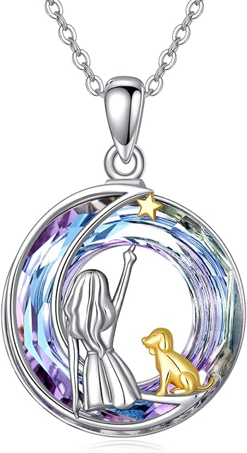 VONALA Dog Necklace for Girls 925 Sterling Silver Puppy Crystal Pendant Necklaces Pet Animal Jewellery Memorial Gifts for Dog Lovers