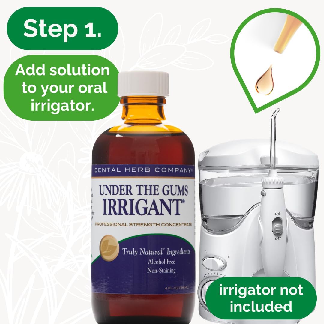 Under The Gums Irrigant Solution – Alcohol-Free, Vegan Herbal Solution for Water Flossers & Oral Irrigators – Supports Gum Health Naturally - (45 Day Supply) by Dental Herb Company - Image 5