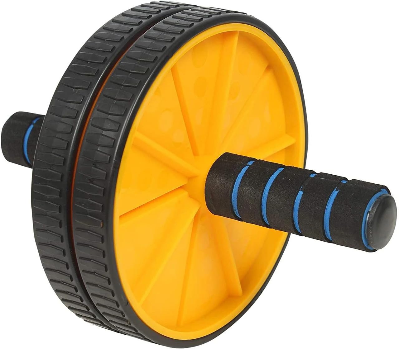 Double Ab Wheel Roller with Knee Mat Anti Skid Wheels for Abs Workout Core Abdominal Exercise, Flatten Tummy for Men and Women Home Gym Fitness Equipment(Multicolor)(6mm Safe Knee mat) (Ab wheel roller)-image-6