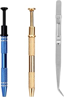3pcs Piercing Ball Grabber Tool, Earring Ball Holder Jewelry Claw Grabber & Prong Tweezers Jeweler's Pick up Tool Piercing Removal Tool for Changing Jewelry Beads Gems Diamond