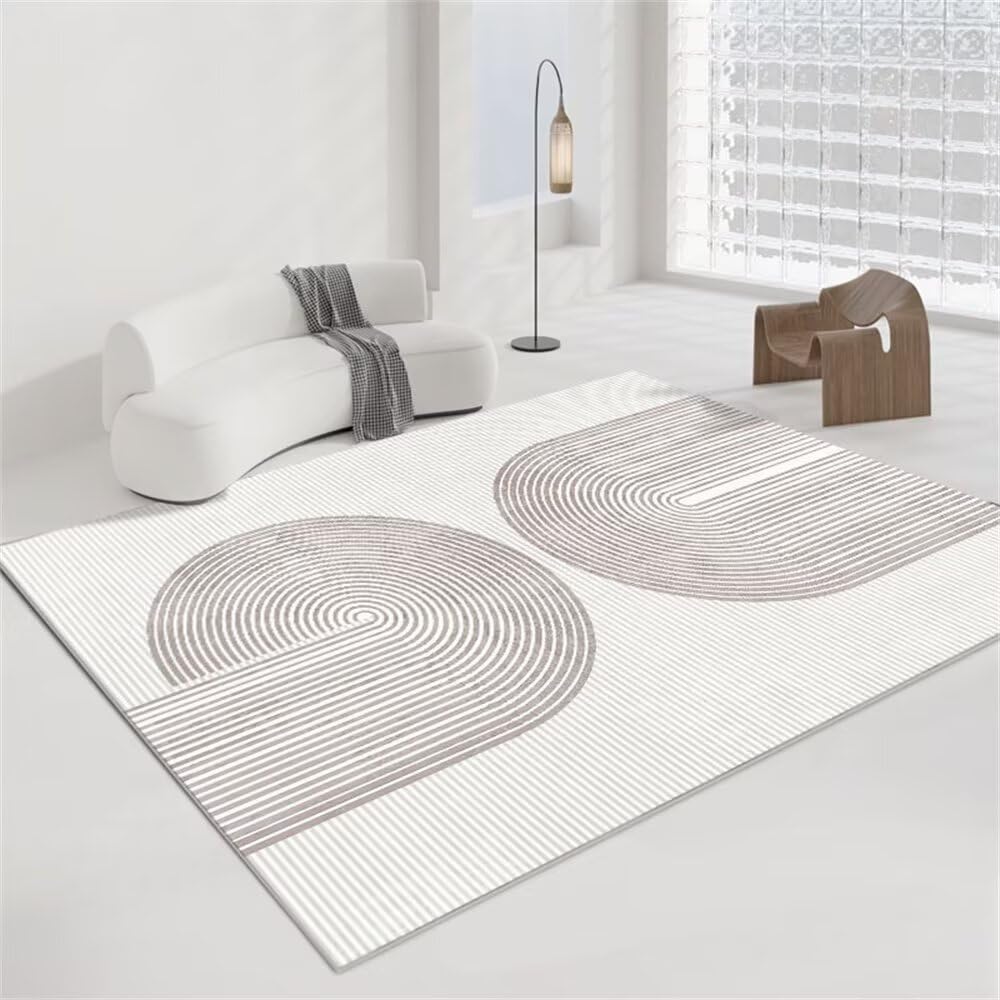 Plaid pour chien carpette grand tapis de salon lavable gris motif ligne 200x300