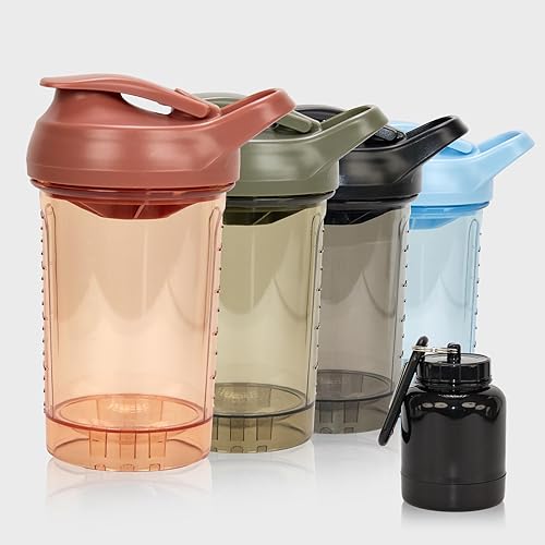 Miniatura 15 de Botella mezcladora de proteínas, taza de proteína a prueba de fugas para gimnasio, fitness y suplementos (1 paquete, naranja) Naranja,1 paquete,