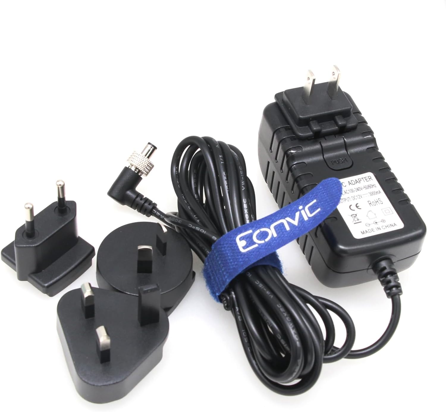 Eonvic Locking DC Right Angle 12V 3A AC Power Adapter for Hollyland Mars 400s SmallHD 702 Touch Monitor Atomos Ninja V Atomos Shogun Video Devices PIX-E7 PIX-E5