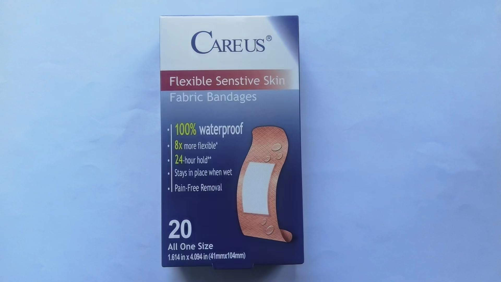 CareUs Pro Elastic & Waterproof Bandages,Latex Free - 20 Count, 1.6 x 4 Inch, Skin-Friendly, 8X Flexibility, Ideal for Sensitive Skin, Gifts for Mom