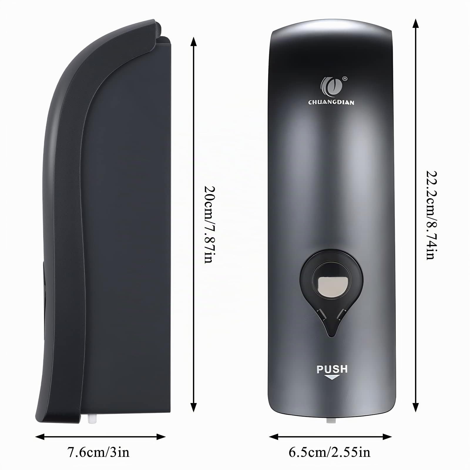 300ml Dispenser Manuale da parete per Sapone, shampoo e condizionatore, Quadrato, Nero