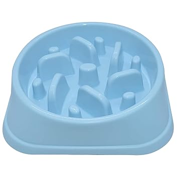 Dog Slow Feeder Bowl, Non Slip Puzzle Bowl - Anti-Gulping Pet Slower Food Feeding Dishes - Interactive Bloat Stop Dog Bowls - Durable Preventing Choking Healthy Design Dogs Bowl Blue