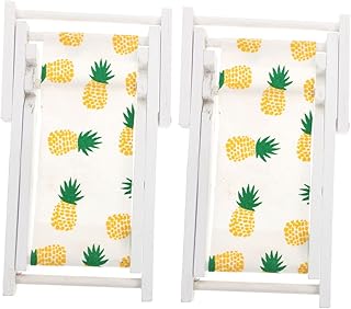 ibasenice Mobília De Casa De Bonecas 2 Pçs Modelo De Casa De Bonecas De Madeira Cadeira De Praia Dobrável Totalmente Pequena Cadeira De Casa De Bonecas Material Em Miniatura Linho Micro