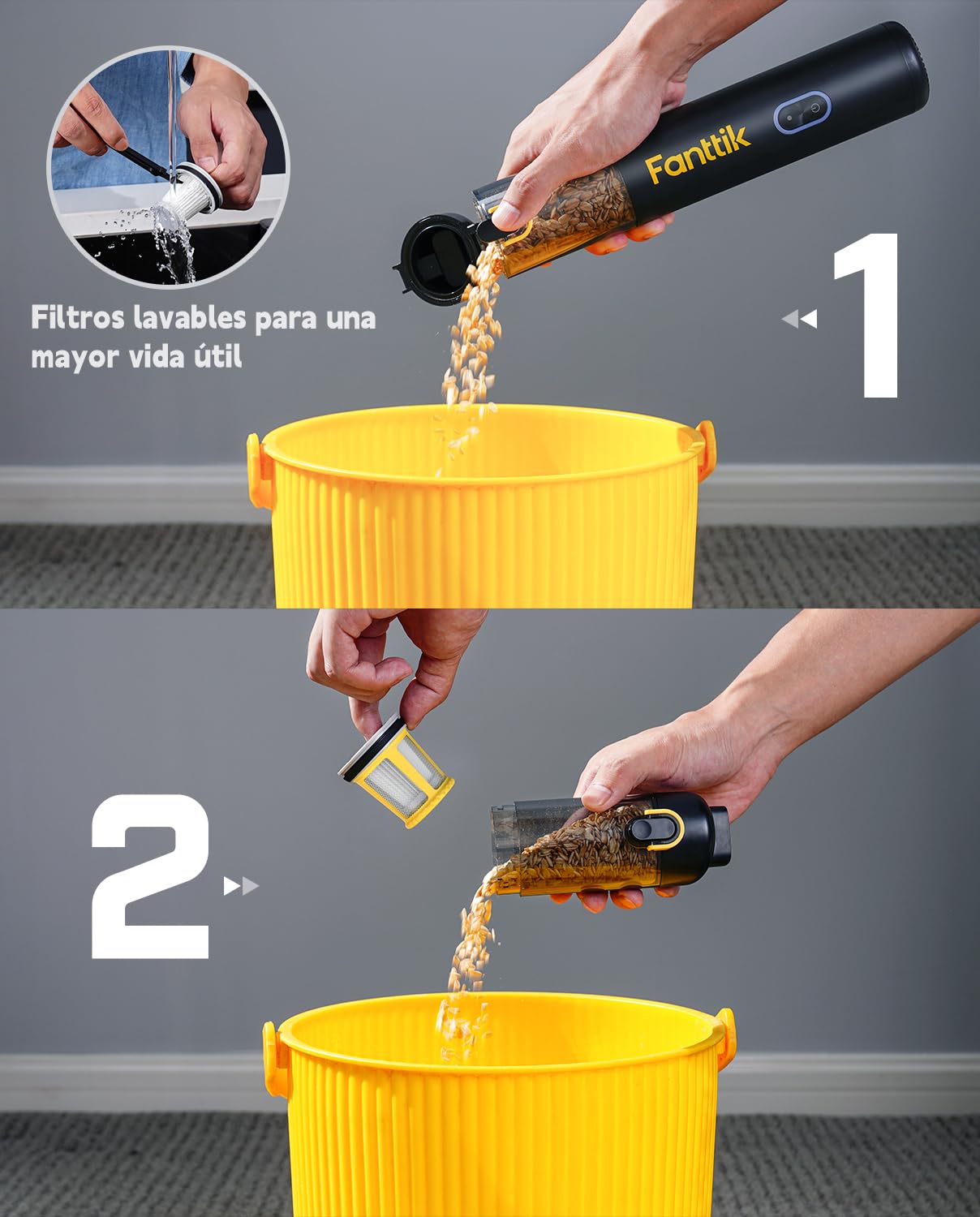 Fanttik Slim V8 Apex Aspirador de Mano inalámbrico para Coche, Alta Potencia de succión 19000 Pa,Carga rápida USB-C en 2,5 Horas, 4 en 1 Aspirador y soplador de Aire y Bomba (Negro)
