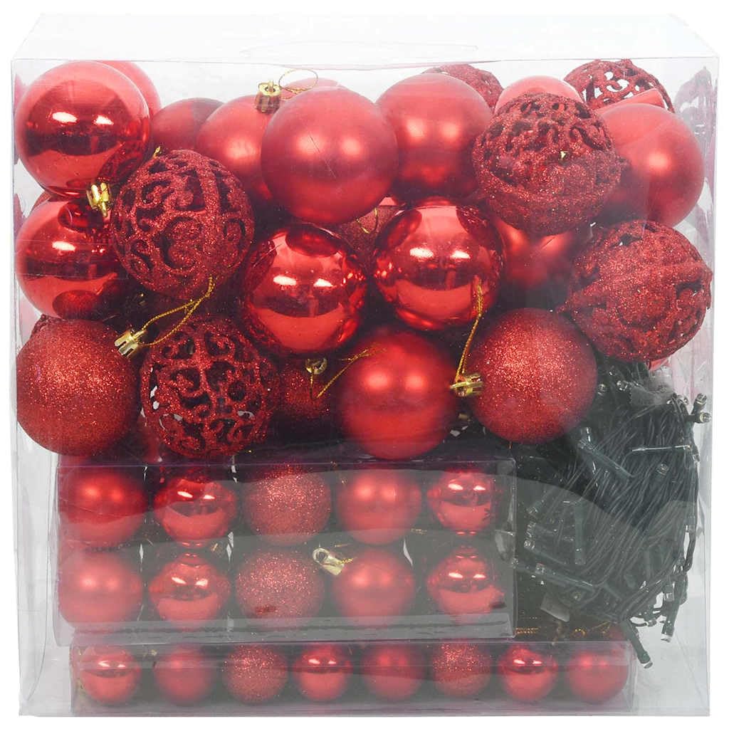 Ensemble de Boules de Noël avec 300 LED 120 pcs Rouge Plastique Décorations Rouge,42018826