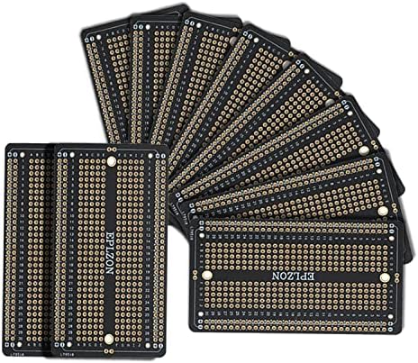 EPLZON 10 pcs Gold Plated PCB Solder-able Breadboard for DIY Electronics Projects Compatible with DIY Arduino Soldering Projects 2.05"x3.5" (Black)