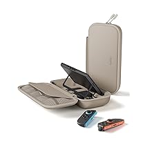 Belkin Gaming Custodia di ricarica per Nintendo Switch 2 con power bank portatile 10K, display LCD, ricarica rapida per Nintendo Switch da 30 W con porta-AirTag e porta-cartucce per giochi – Sabbia