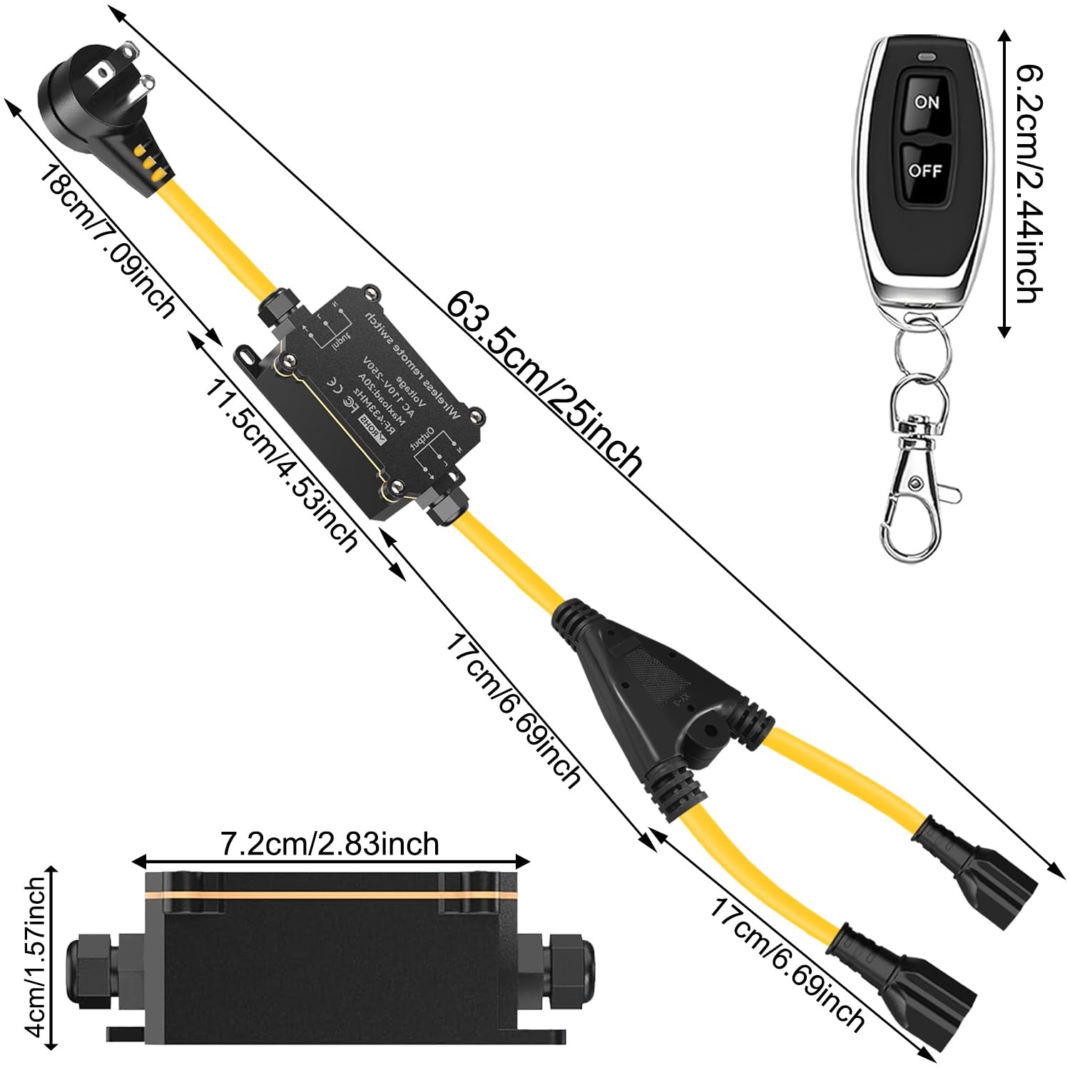 AC110V Outdoor Wireless Remote Control Power Switch AC110V 120V 250V 20A Heavy Duty Weatherproof Smart Outlet Plug with — view 8