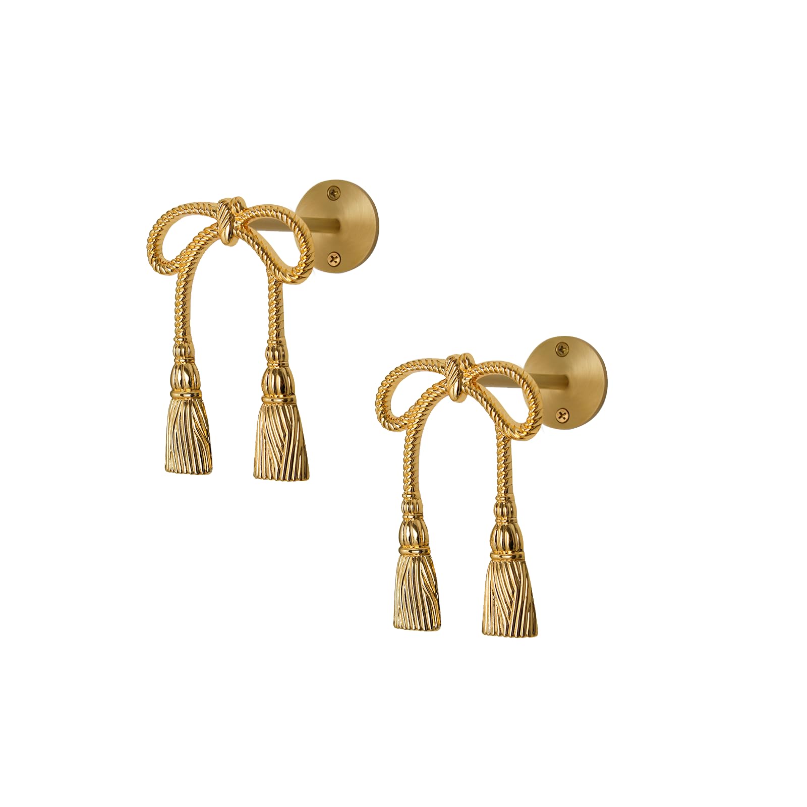 Embrasses de Rideaux - Embrasses élégantes en Laiton pour Rideaux - Crochets muraux pour la décoration du Salon, de la Chambre et de la Cuisine (2 pièces Courtes), 2 pièc,2pcs-Short