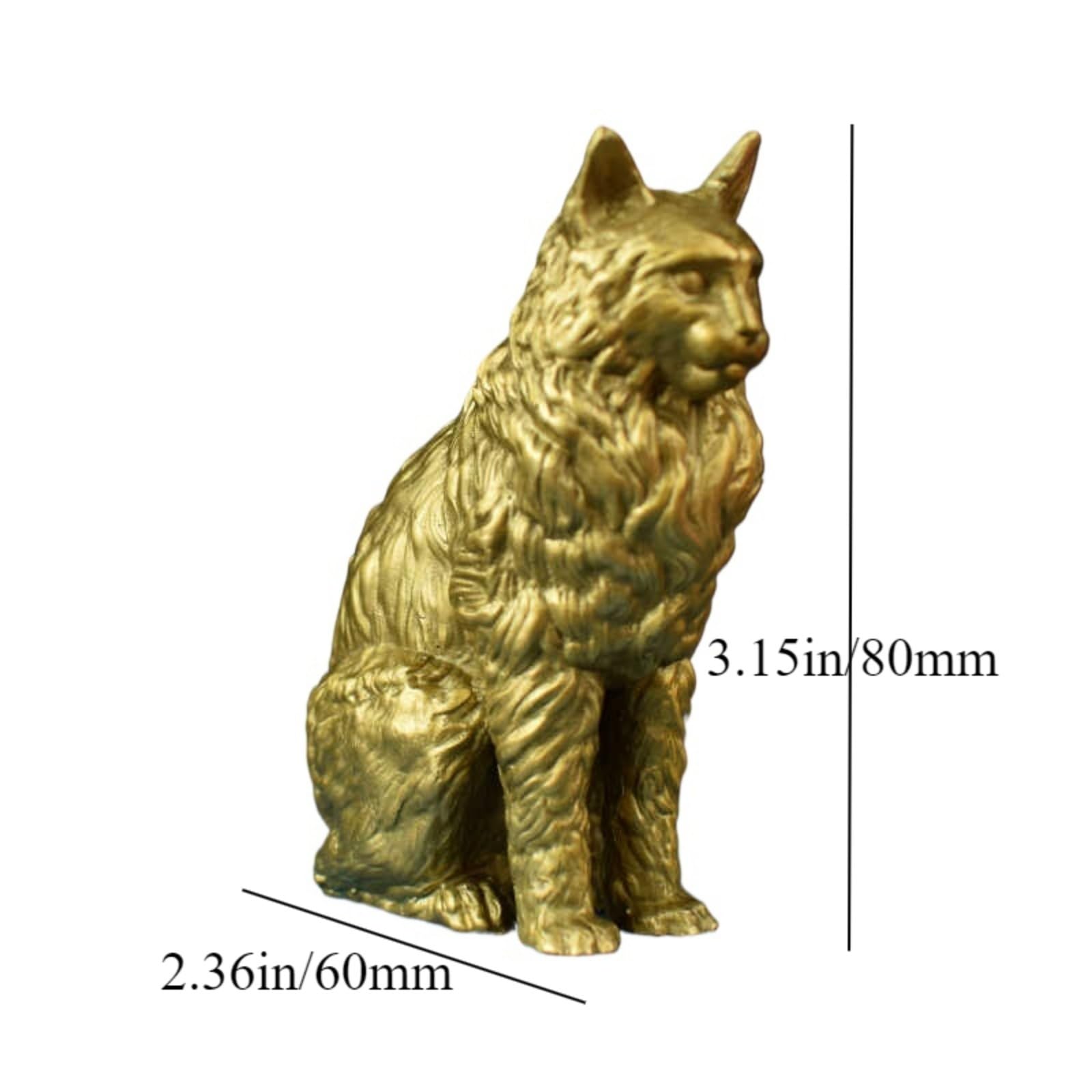Mosiężne Figurki Kotów Rasy Maine Coon, Metalowe Figurki Kieszonkowe, Rzeźby, Ozdoby Na Biurko, Akcesoria Do Piaskownicy, Do Gabinetu, Do Papieru