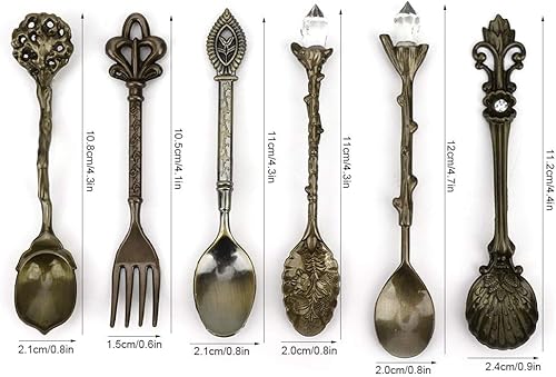 Miniatura 2 de Juego de 6 cucharas para mezclar café de postre, cucharas y tenedores, cubertería, cubiertos, accesorios de cocina para decoración del hogar y