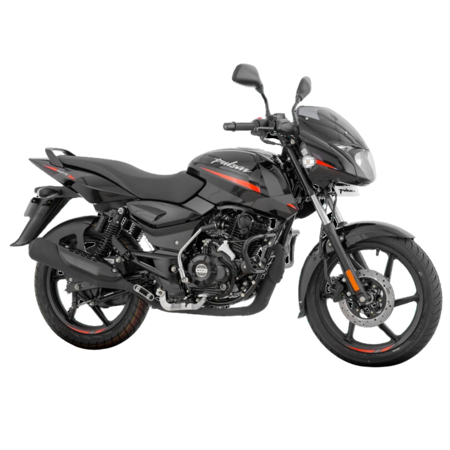 Bajaj Pulsar 125 Neon Disc Motorcycle/Motorbike - Ebony Black Solar Red Decals - Ex-Showroom