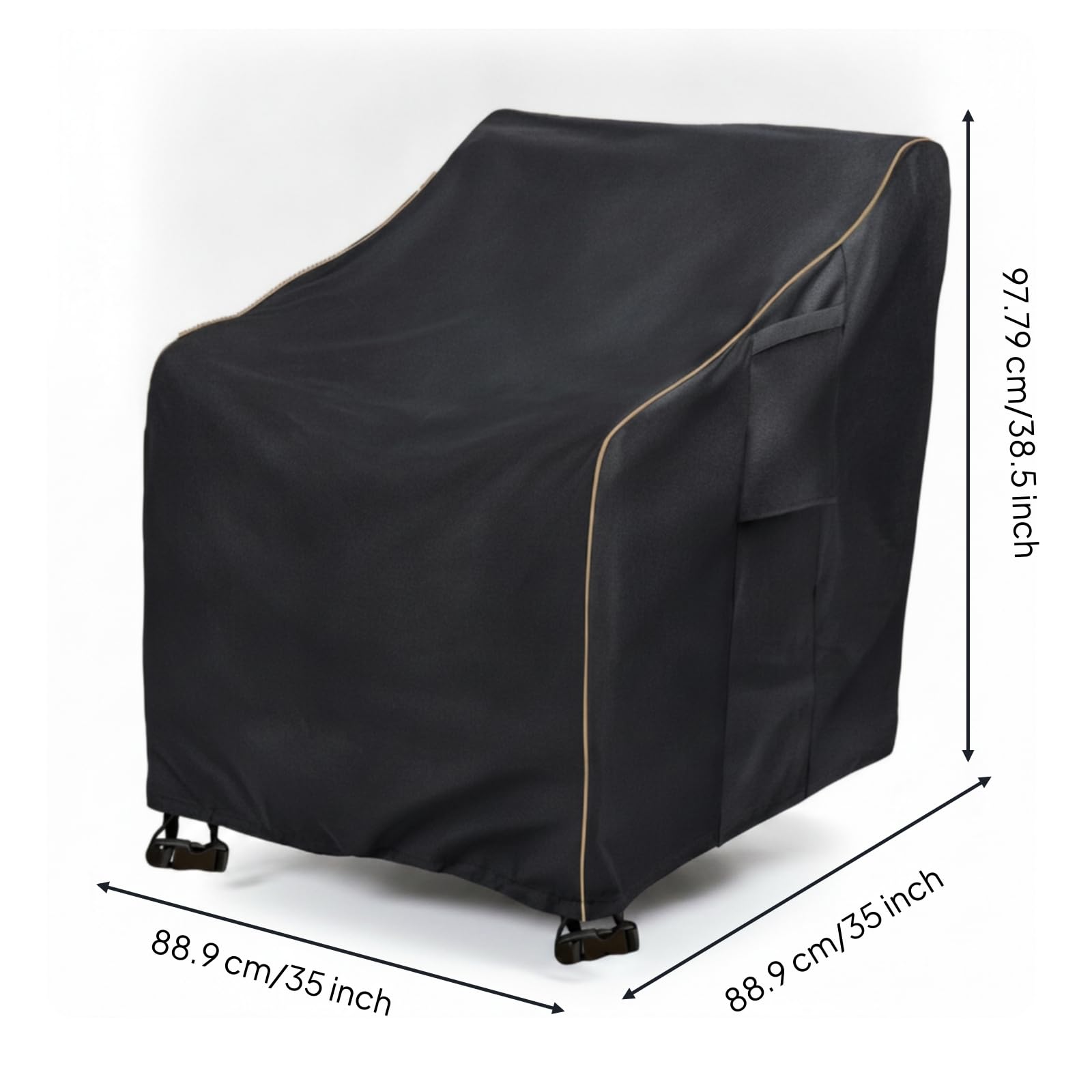 Copertura Copri Poltrona Impermeabile Coprisedia Resistente Ai Raggi Coprisedie da Esterno per Giardino, Balcone, 33" Larghezza X 35" Profondità X 38.5" Altezza, Nero