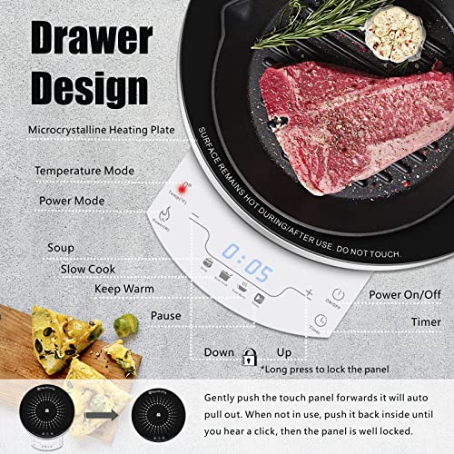 Induction Cooktop with Precise Temp Sensor, 7 Power & 24 Temp Levels