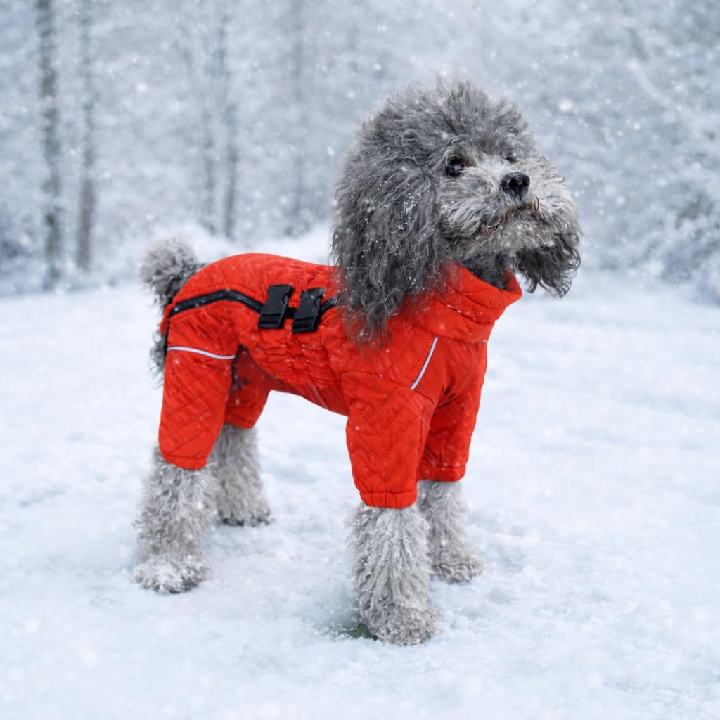 Abrigo cálido para Perro, Chaleco de Perro de Doble Capa, 12 Patas Cubiertas, Resistente al Viento, Impermeable, Reflectante, cálido, Chaleco para Perro de Patinaje al Aire Libre, Disfraz para Perros