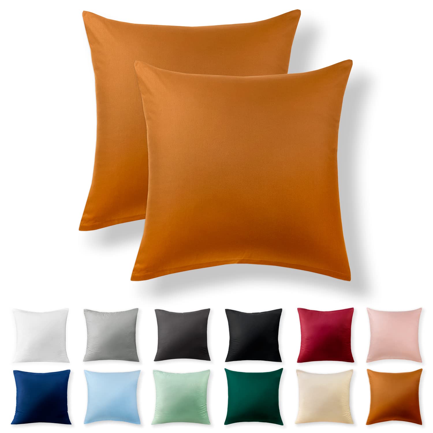 Alreya 2er-Set Renforcé Kissenbezug 80 x 80 cm - 100% Baumwolle mit Reißverschluss, Superweicher Kopfkissenbezug 80x80, Kissenhülle, Cinnamon Brown Zimtbraun, nur Kissenbezug