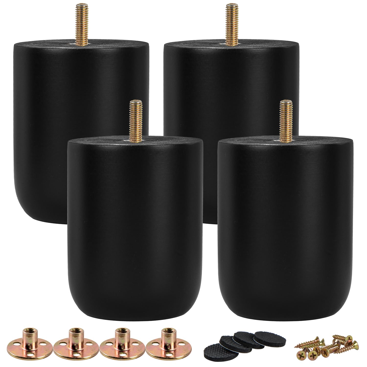 TCHOSUZ 4 inch / 10cm Wooden Furniture Legs