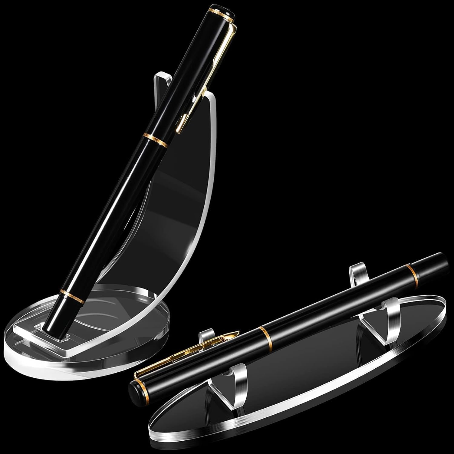 Xspring Acrylic Pen Holder Display Stand, 2 Pcs Clear Display Stand, Transparent Pencil Display Holder Fountain Pen Display Rack Brush Drying Rack Makeup Brush Rack for Home School Office or Store