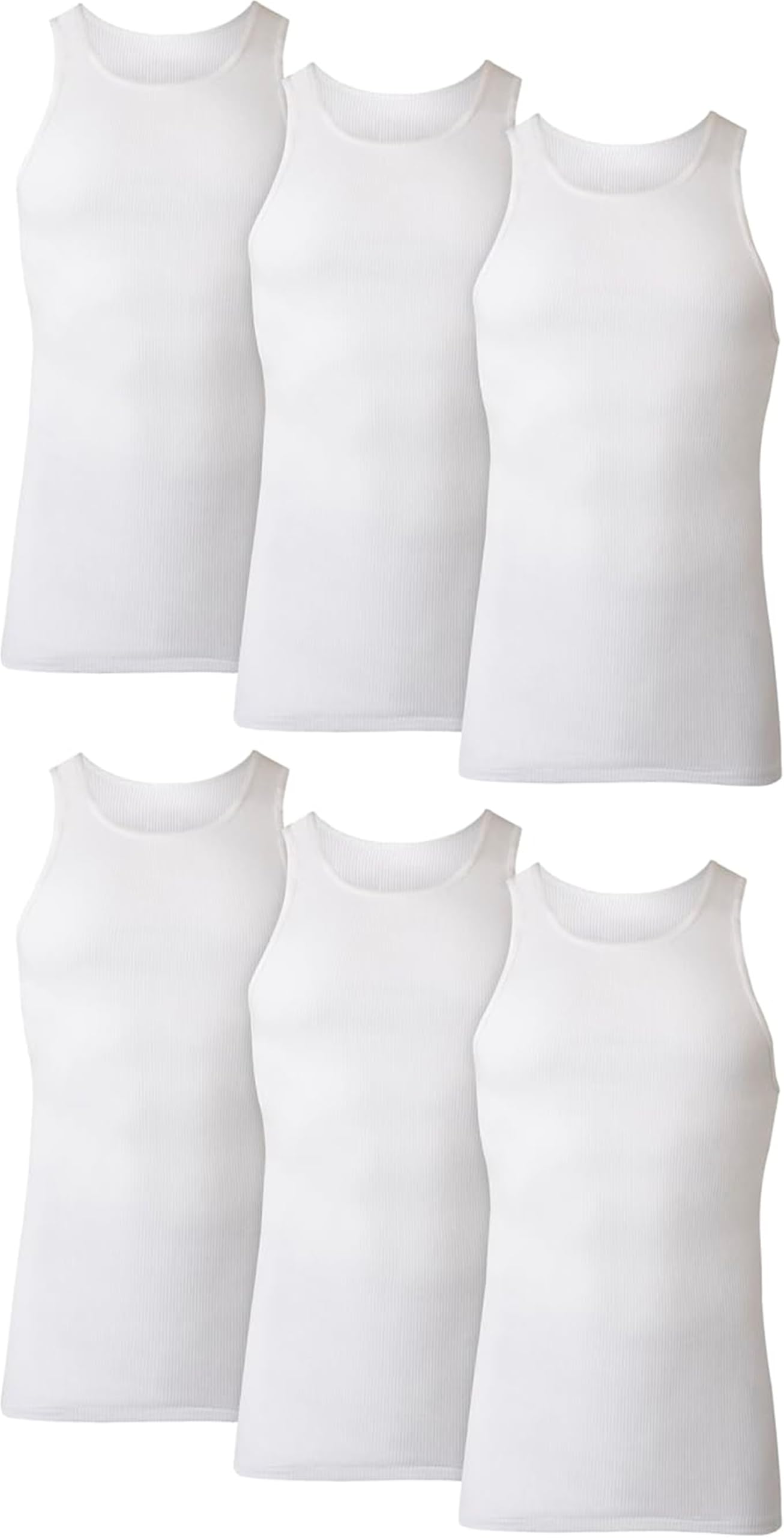 Hanes Men's Cotton Tank Undershirts Pack, Moisture-Wicking Ribbed Tanks, Lightweight Cotton Tank Undershirts, 6-Pack - White Large