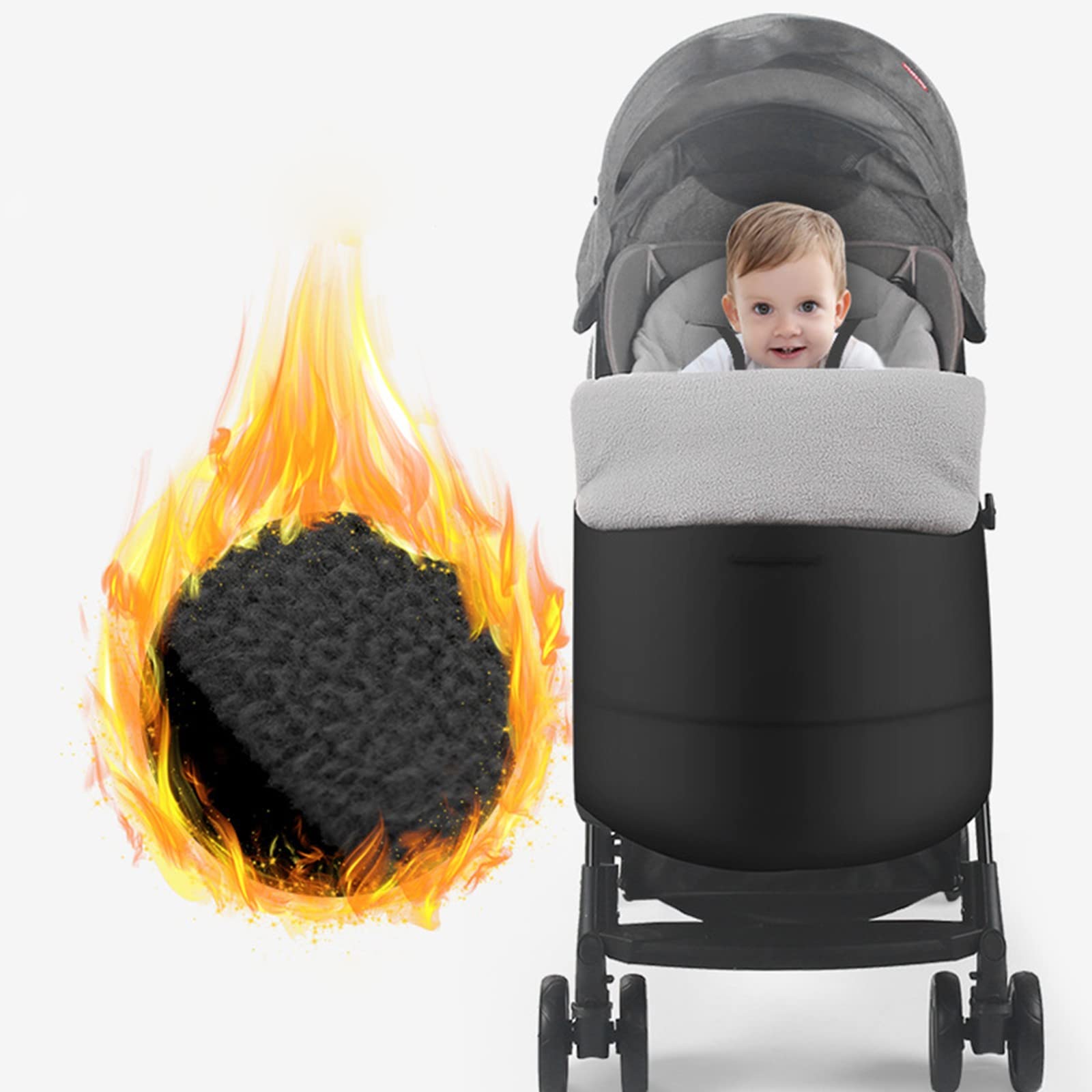 Sacco a Pelo per Passeggino, Sacco a Pelo Invernale Caldo, Sacco a Pelo Spesso Impermeabile Antivento Universale, per Passeggino