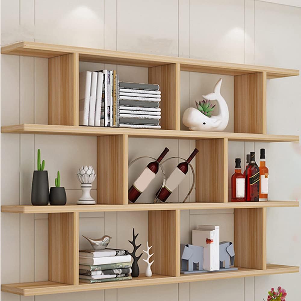 LITFAD 3Shelf Modern Wood Bookcase Floating Shelf for Wall