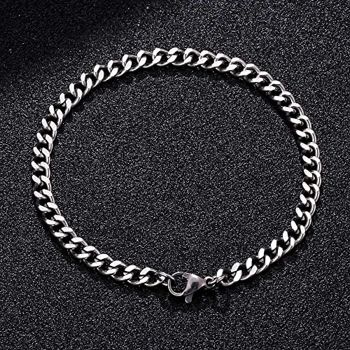Couple's Stainless Steel Cuban Chain Bracelet, Net Red Same Style Chain Thick Flat Bracelet, Punk Motorcycle Accessories4