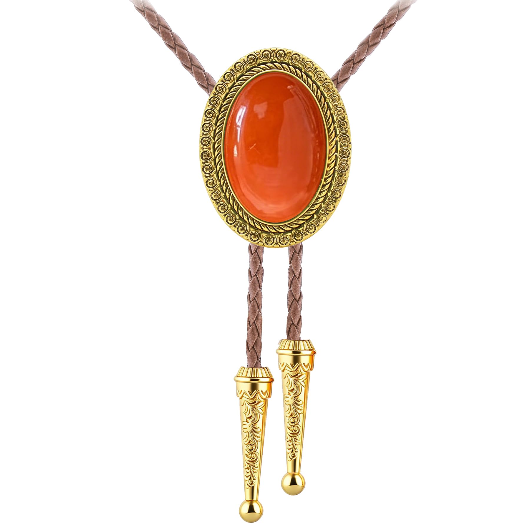Jeilwiy Bolo Tie for Men Real Stone Westwern Cowboy Ties Silver Bolos Women Leather Necktie Gift for Birthday Christmas
