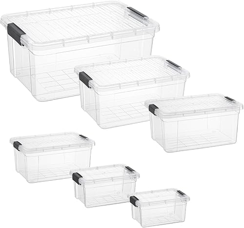 Miniatura 2 de Superio Cajas de almacenamiento transparentes con tapa, paquete de 2 contenedores de plástico para organizar, cajas apilables, sin BPA, no tóxicas,