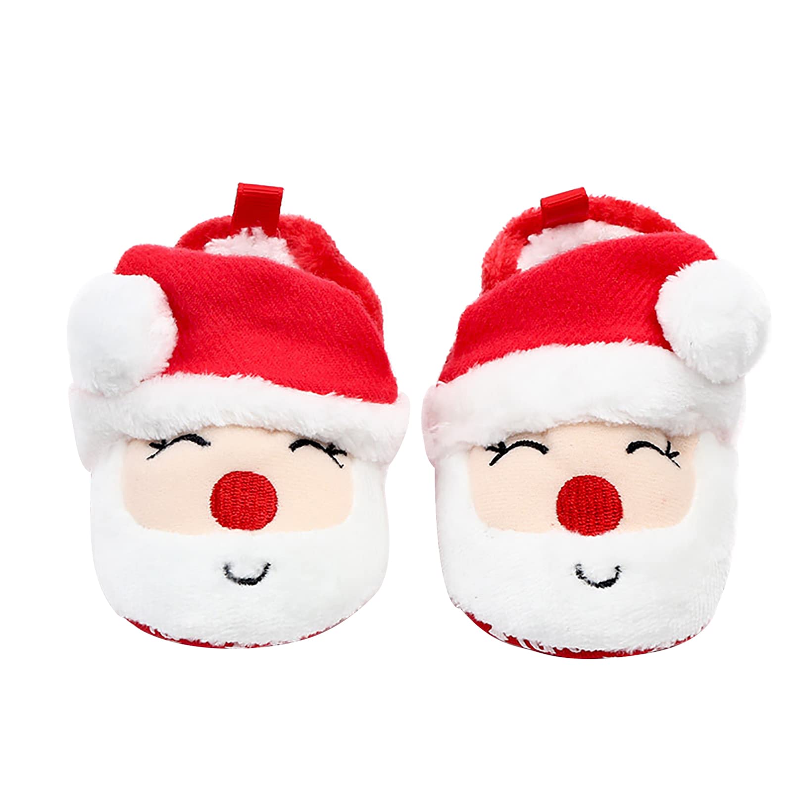 GREUS Baby Girl Boy Walking Shoes, Christmas Baby Shoes Infant Christmas Outfit Santa Newborn Slippers Socks Kids Winter House Shoes Cute Baby Booties Plush Toddler Soft Sole Shoes 6-12 Months Size 5
