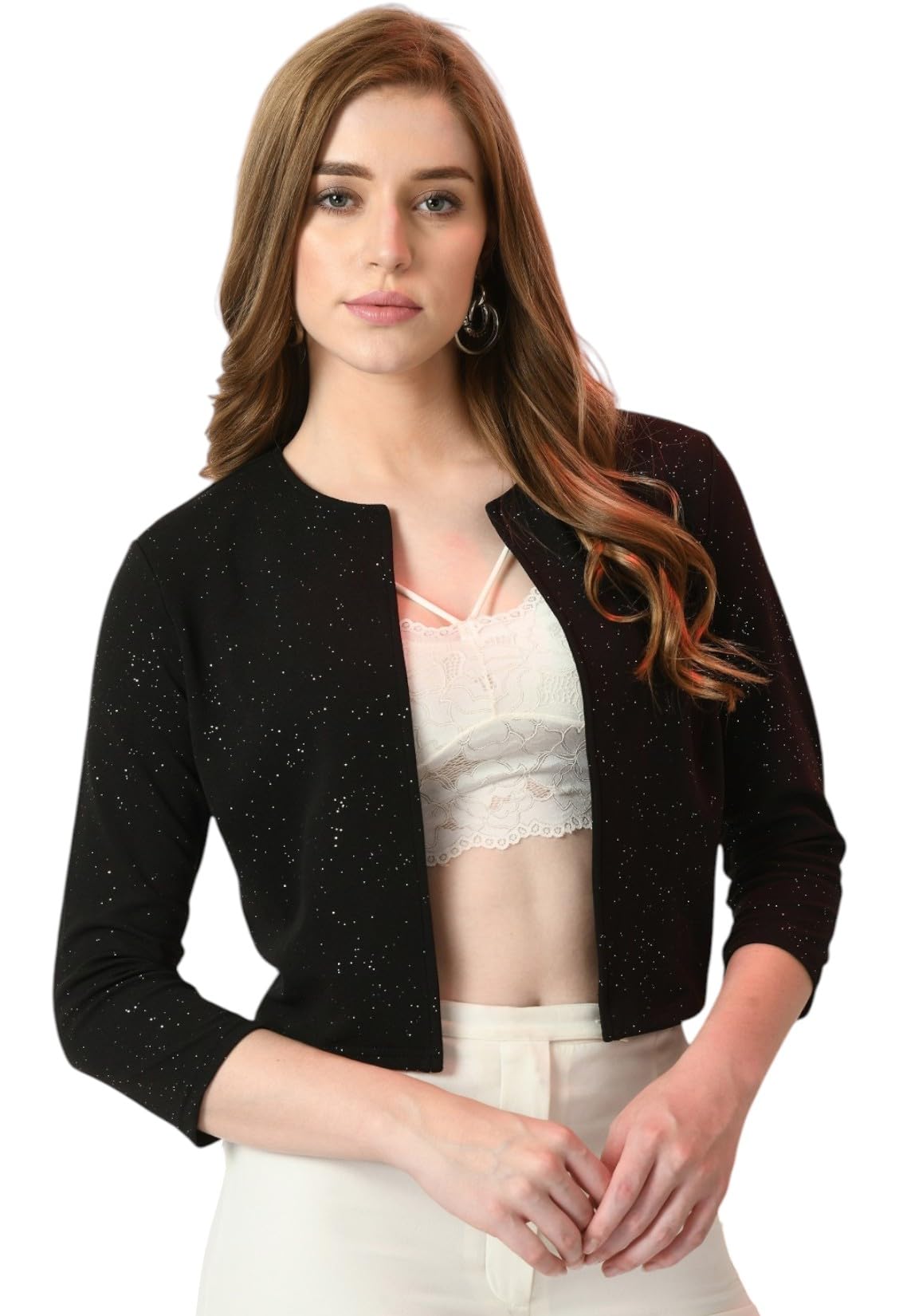 Stylish Women Floral Printed Short Top with 3/4 Sleeves & Round Neck