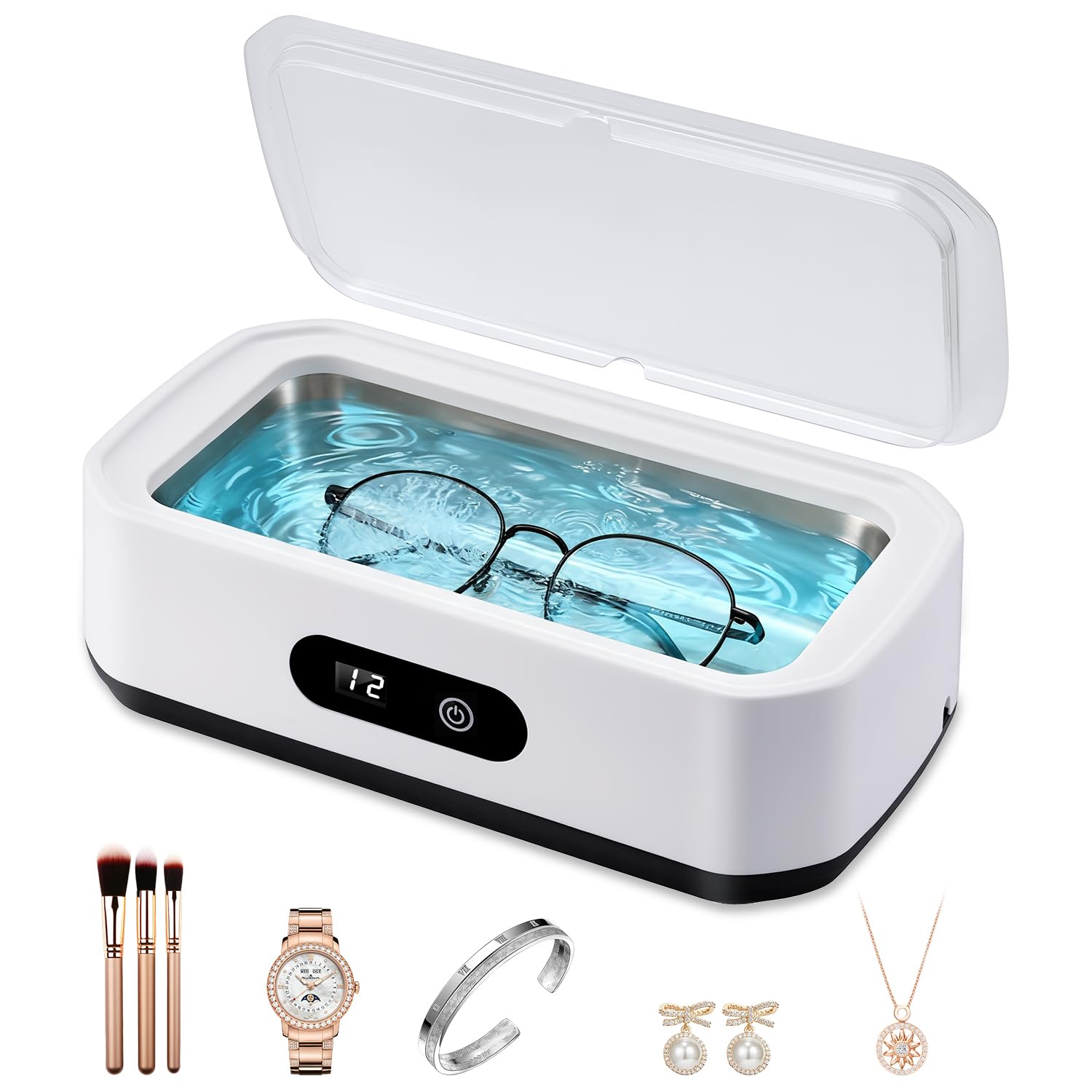 Limpiador Ultrasonidos 650ML Limpiador Ultrasonidos 45K Hz, Limpiador Ultrasónico con 5 Modos de Tiempo y Pantalla Digital, Maquina Ultrasonidos Limpieza para Gafas, Joyas, Relojes