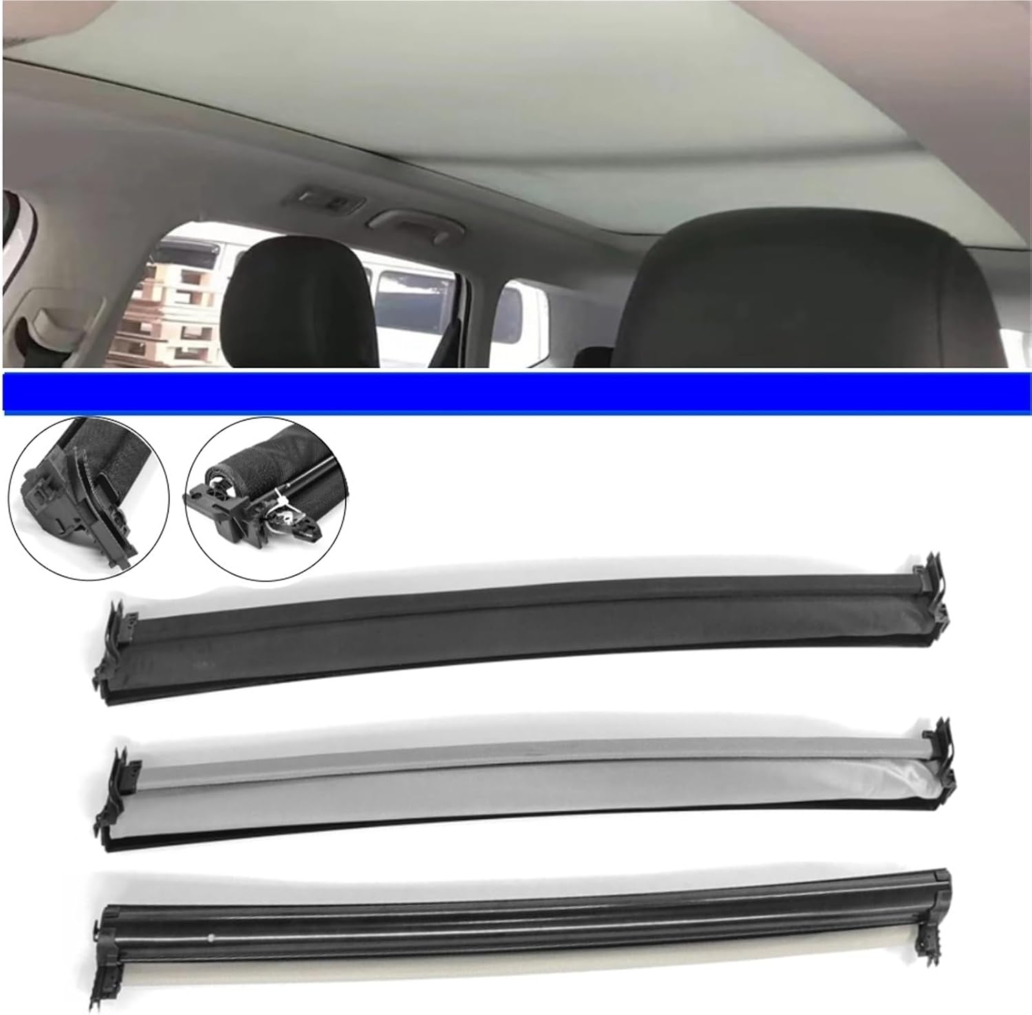 Car Panorama Sunroof Roller Shield Canopy Sunshade Curtain Cover Shade Compatible for Mercedes Benz V213 X156 X205 GLA C200L C260L C300L(Black for V213 Front)
