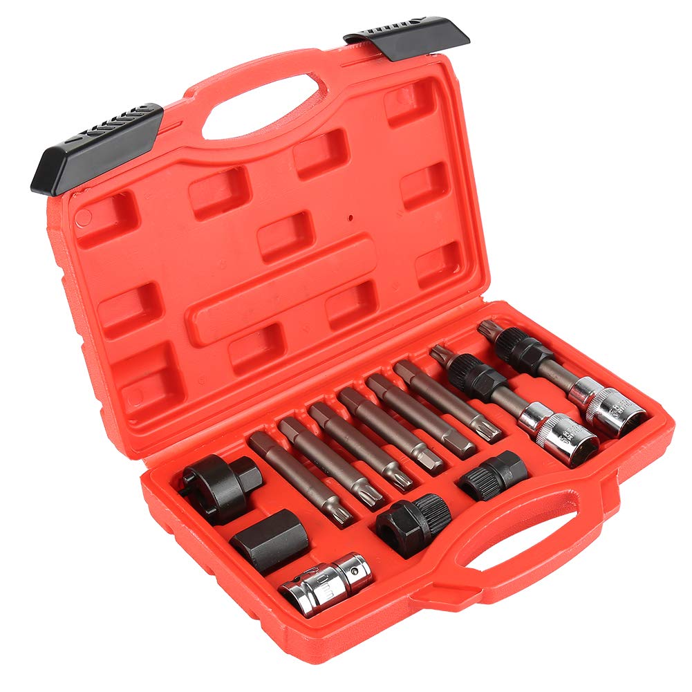 HUOLE Kit d'outils de retrait de poulie d'alternateur, outil de retrait de poulie d'alternateur, outils d'extraction de découplage de voiture 13 pièces (B)