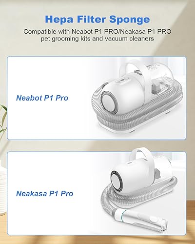 Miniatura 2 de 10 piezas Hepa filtro esponja accesorios de repuesto para NeabotNeakasa P1 Pro Pet Grooming Kit & Vacuum 3.77 pulgadas diámetro círculo