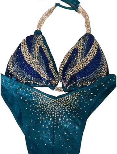 Miniatura 2 de Figura Physique traje de competición azul turquesa figura bikini traje de posar NPC Physique Competition Bikini probado ganador figura traje