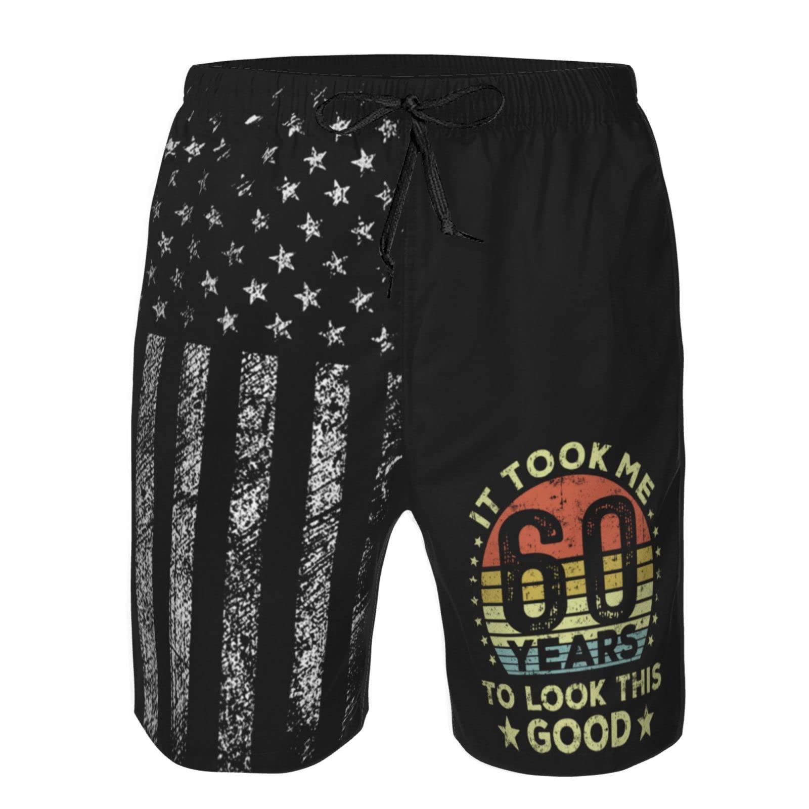 Kwqdozf Men's White It Took Me 60 Year To Look This Good Funny Workout Shorts Running Sports Athletic Gym Shorts With Pockets
