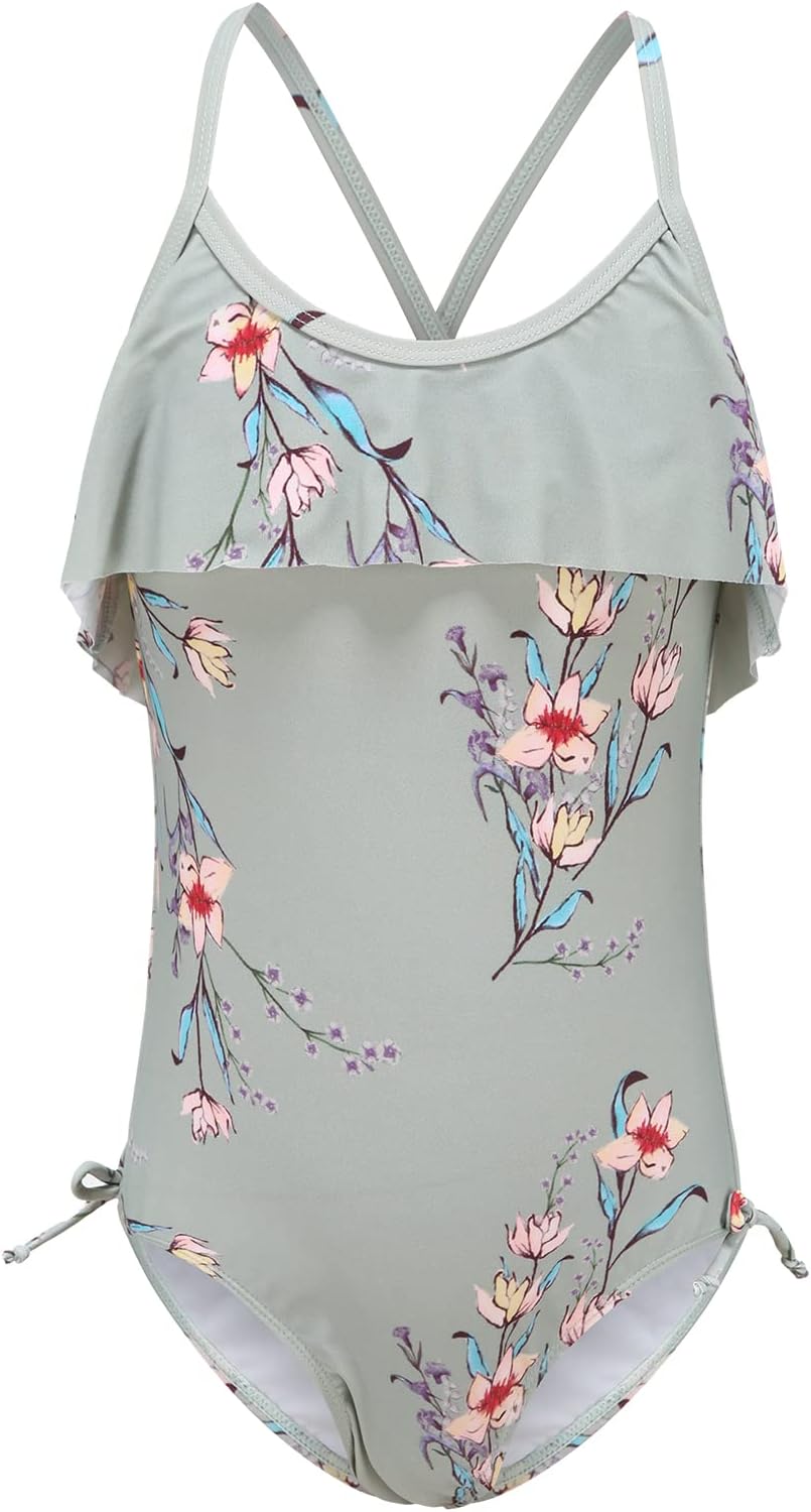 Girls One Piece Swimsuits Tie Dye Bathing Suit Hawaiian Summer Swimwear for Girls 3-16 Years